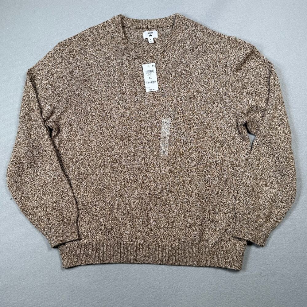 Mode of One Men S Long-Sleeve Relaxed Crewneck Sweater Dark Walnut-XL $70
